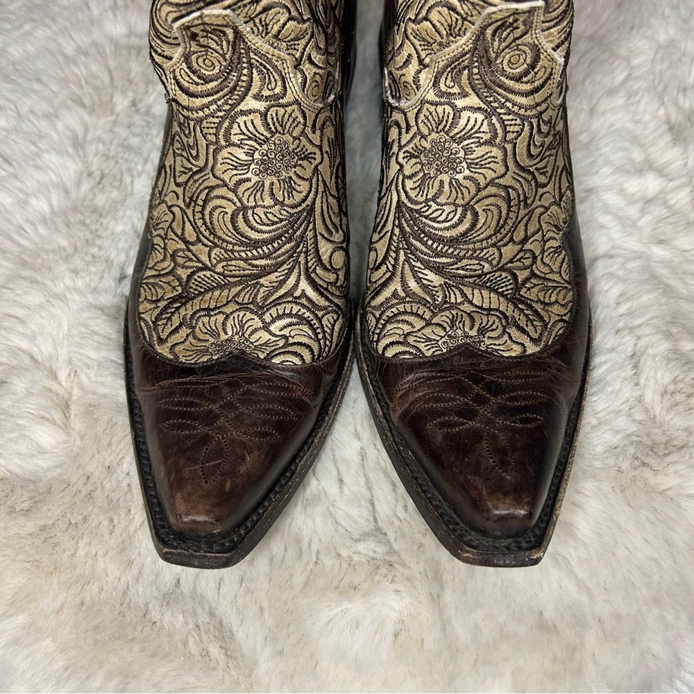 Old Gringo Fieta Boots Bone and Chocolate size 8 - Picture 4 of 11